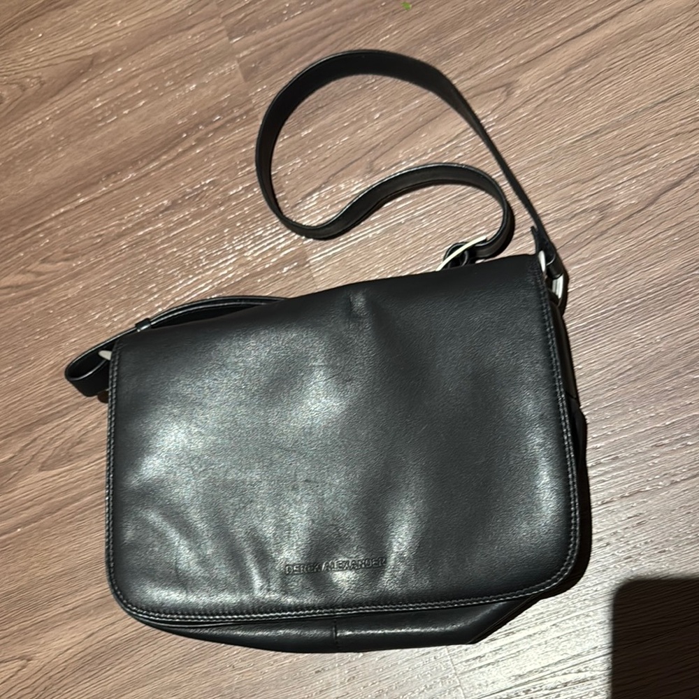 Derek Alexander Black Leather crossbody  Bag